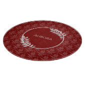 Red Elegant Damask Personalisiertes Schnittboard Schneidebrett (Ecke)