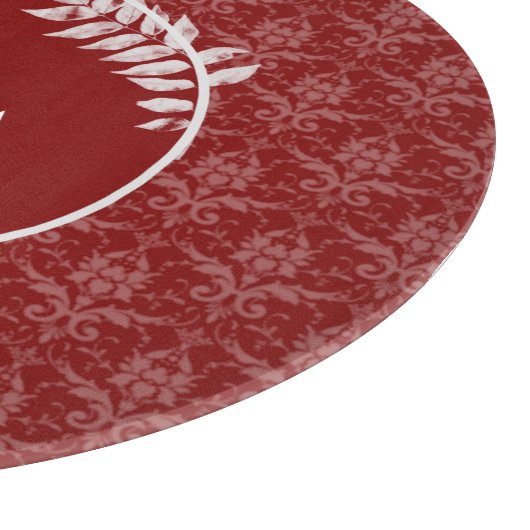 Red Elegant Damask Personalisiertes Schnittboard Schneidebrett (Ecke)
