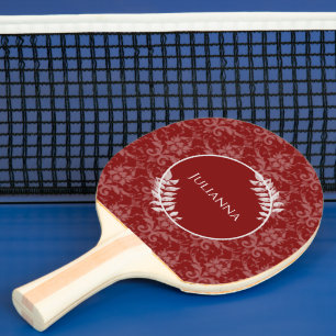 Red Elegant Damask Ping Pong Paddle Tischtennis Schläger