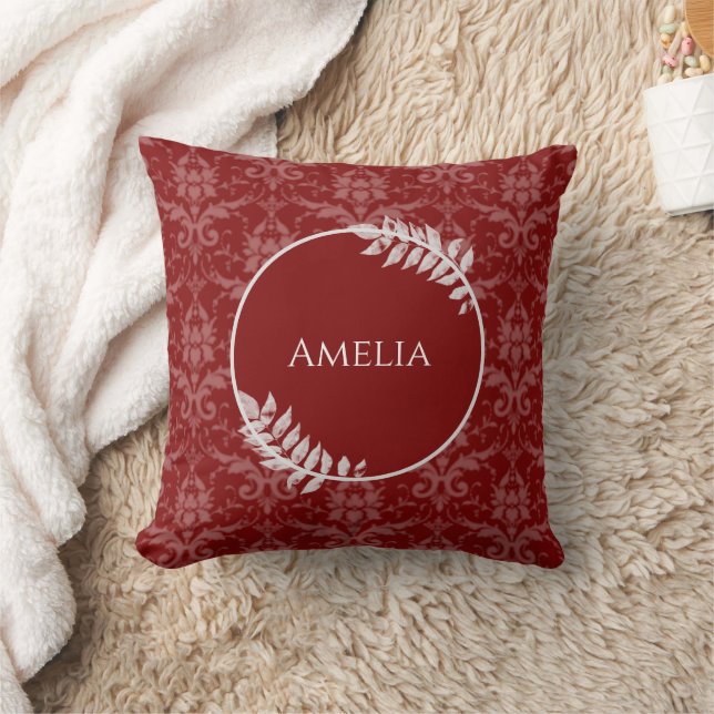 Red Elegant Damask Throw Kissen (Decke)