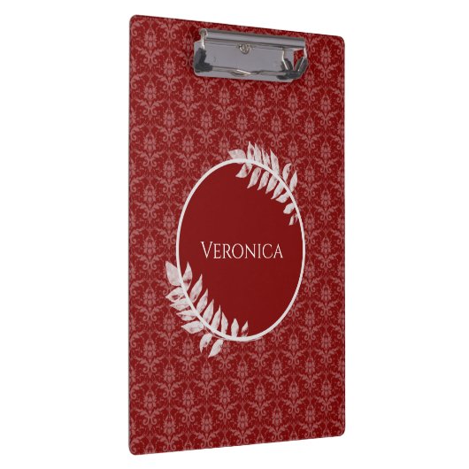 Red Elegant Damask Zwischenablage Klemmbrett (Rechts)