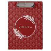 Red Elegant Damask Zwischenablage Klemmbrett (Vorderseite)