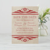 Red Elegant Deko Save the Date einladen (Stehend Vorderseite)
