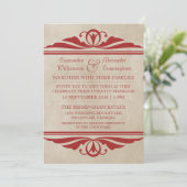 Red Elegant Deko Wedding Invite Einladung (Stehend Vorderseite)