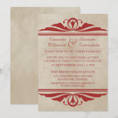 Red Elegant Deko Wedding Invite Einladung (Vorne/Hinten)