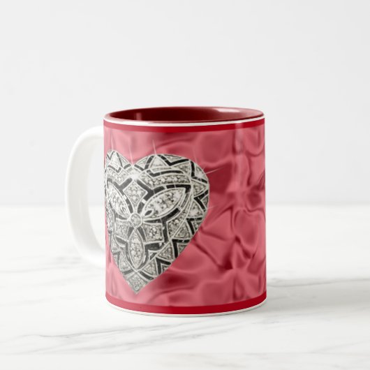 Red Elegant Designer Herzliche Tasse (Vorderseite Links)