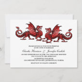 Red Elegant Dragon Wedding Invite Einladung (Vorderseite)