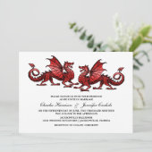 Red Elegant Dragon Wedding Invite Einladung (Stehend Vorderseite)