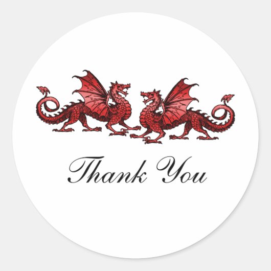 Red Elegant Dragons Danke Stickers (Vorderseite)