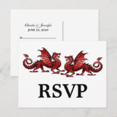 Red Elegant Dragons Response Postcard Einladungspostkarte (Vorne/Hinten)