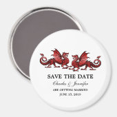 Red Elegant Dragons speichern das Date Magnet (Vorderseite/Rückseite)