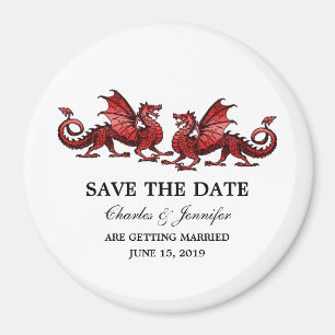 Red Elegant Dragons speichern das Date Magnet