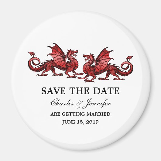 Red Elegant Dragons speichern das Date Magnet (Vorne)