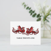 Red Elegant Dragons Table Number Postcard Postkarte (Stehend Vorderseite)