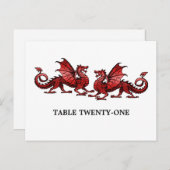 Red Elegant Dragons Table Number Postcard Postkarte (Vorne/Hinten)