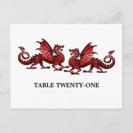 Red Elegant Dragons Table Number Postcard Postkarte