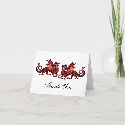 Red Elegant Dragons Thank You Card Dankeskarte (Vorderseite)