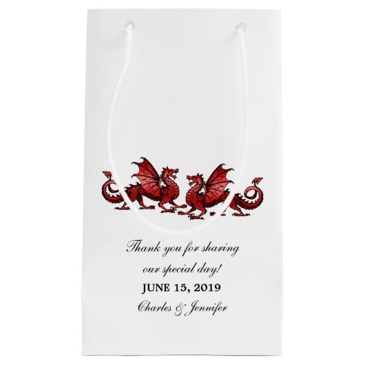 Red Elegant Dragons Wedding Gift Bag Kleine Geschenktüte (Vorderseite)