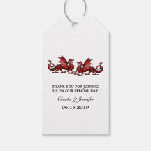 Red Elegant Dragons Wedding Gift Tags