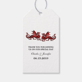 Red Elegant Dragons Wedding Gift Tags Geschenkanhänger