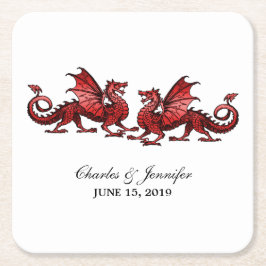 Red Elegant Dragons Wedding Paper Untersetzer