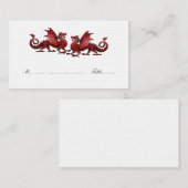 Red Elegant Dragons Wedding Platzkarte (Vorne/Hinten)