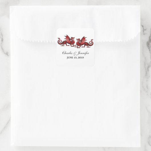 Red Elegant Dragons Wedding Stickers (Tasche)