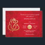 Red Elegant Gold Foil Ganesha Indian Damask  Einladung<br><div class="desc">Red Elegant Gold Foil Ganesha Indian Damask</div>