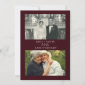 Red Elegant Gold Leaf Jubiläum Foto Einladung (Rückseite)