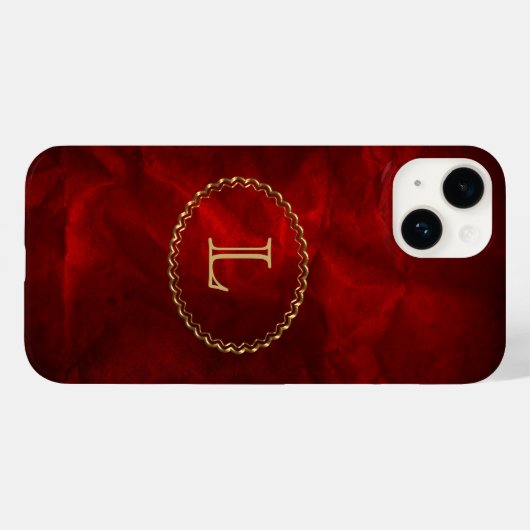 Red Elegant Gold Oval Monogram Case-Mate iPhone Hülle (Rückseite (Horizontal))