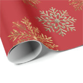 Red Elegant Gold Snowflake Pattern New Year winter Geschenkpapier (Rolleneckpunkt)