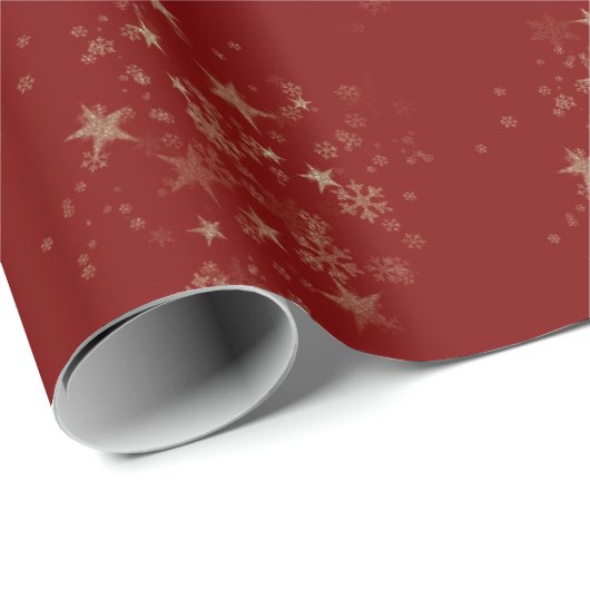 Red Elegant Gold Star Holiday New year Gifts  Geschenkpapier (Rolleneckpunkt)
