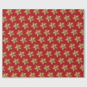 Red Elegant Gold Stars Pattern New Year winter Geschenkpapier (Flach)