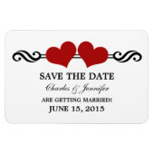Red Elegant Hearts speichern das Date Magnet (Horizontal)
