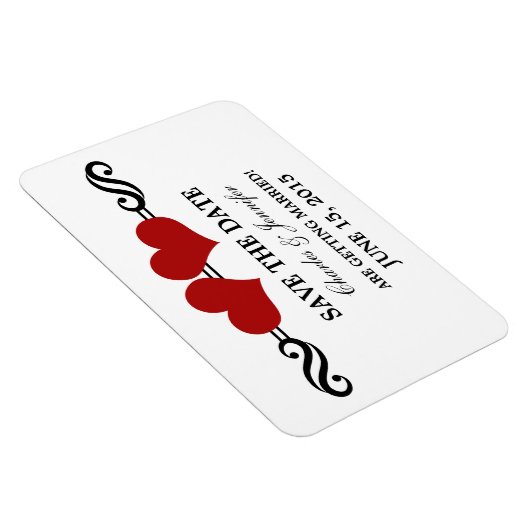 Red Elegant Hearts speichern das Date Magnet (Rechte Seite)