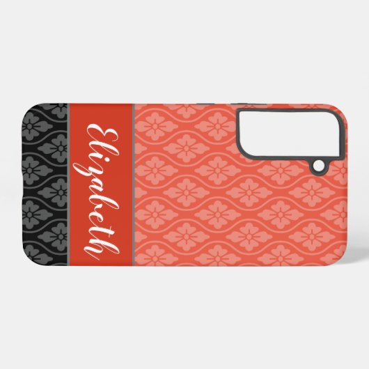 Red Elegant Japanese Tatewaku Pattern Samsung Galaxy Hülle (Rückseite (Horizontal))