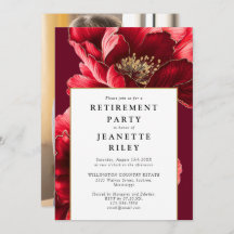 Red Elegant Modern Floral Retirement Party Foto