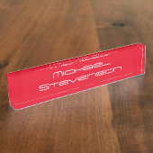 Red Elegant Modern Stylish Business Desk Namplate Namensplakette (Seite)