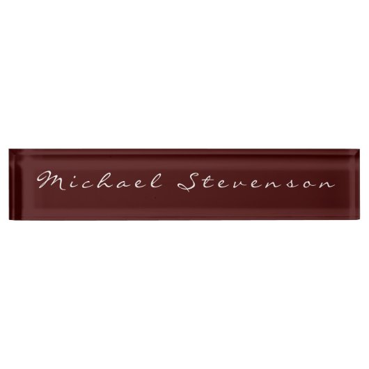 Red Elegant Modernes Script Desk Namplate Namensplakette (Vorderseite)