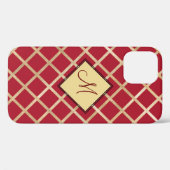 Red Elegant Monogram Gold Diamond Muster Case-Mate iPhone Hülle (Rückseite (Horizontal))