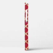 Red Elegant Monogram Gold Diamond Muster Case-Mate iPhone Hülle (Rückseite / Links)