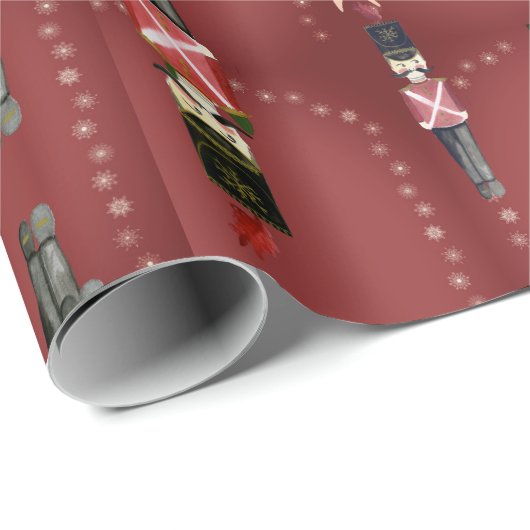 Red Elegant Nutcracker Soldiers Ballerinas Geschenkpapier (Rolleneckpunkt)