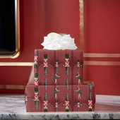 Red Elegant Nutcracker Soldiers Ballerinas Geschenkpapier