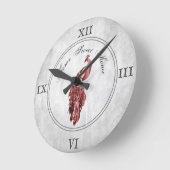 Red Elegant Peacock Acrylic Wall Clock Runde Wanduhr (Winkel)