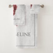 Red Elegant Peacock Bath Handtuch Set (Insitu)