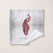 Red Elegant Peacock Bath Handtuch Set (Waschlappen)