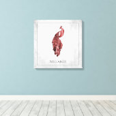 Red Elegant Peacock Canvas Print Leinwanddruck (Insitu (Holzboden))