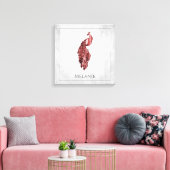 Red Elegant Peacock Canvas Print Leinwanddruck (Insitu (Wohnzimmer))