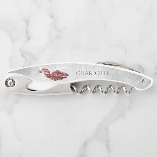 Red Elegant Peacock Corkschraube Kellnermesser (Vorderseite)