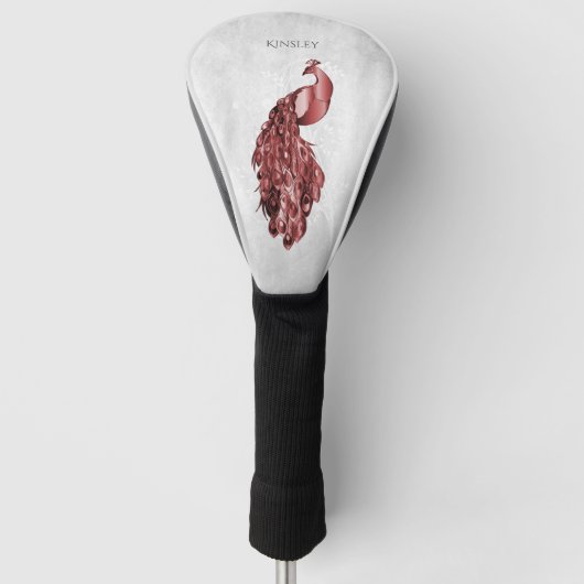 Red Elegant Peacock Golf Head Cover Golf Headcover (Vorderseite)